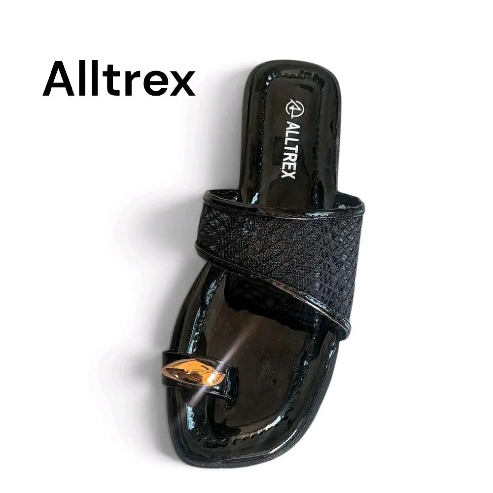 Sandal Jempol Wanita Mewah Aksen Cincin Emas - Alltrex - Gambar 2