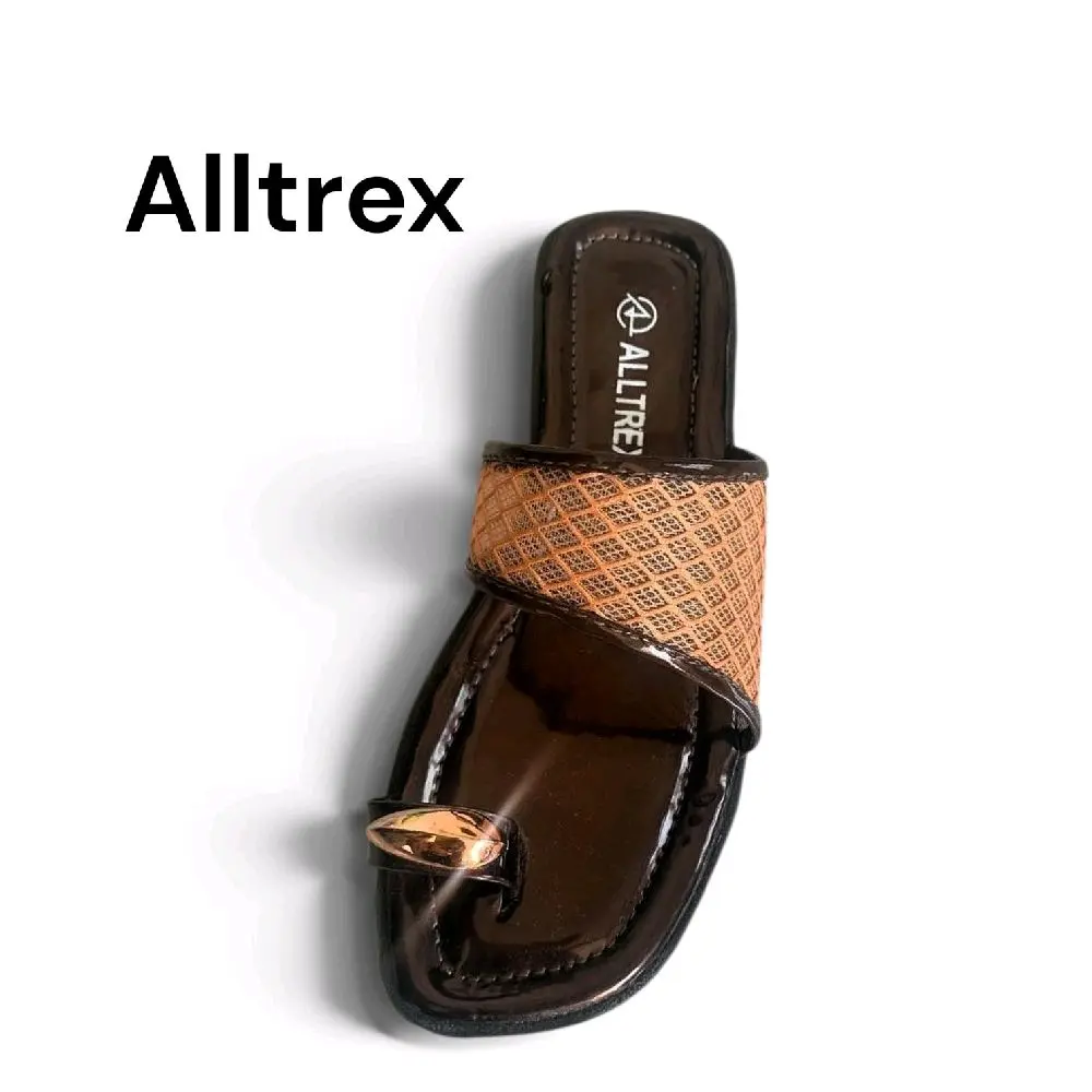 Sandal Jempol Wanita Mewah Aksen Cincin Emas - Alltrex - Gambar 3